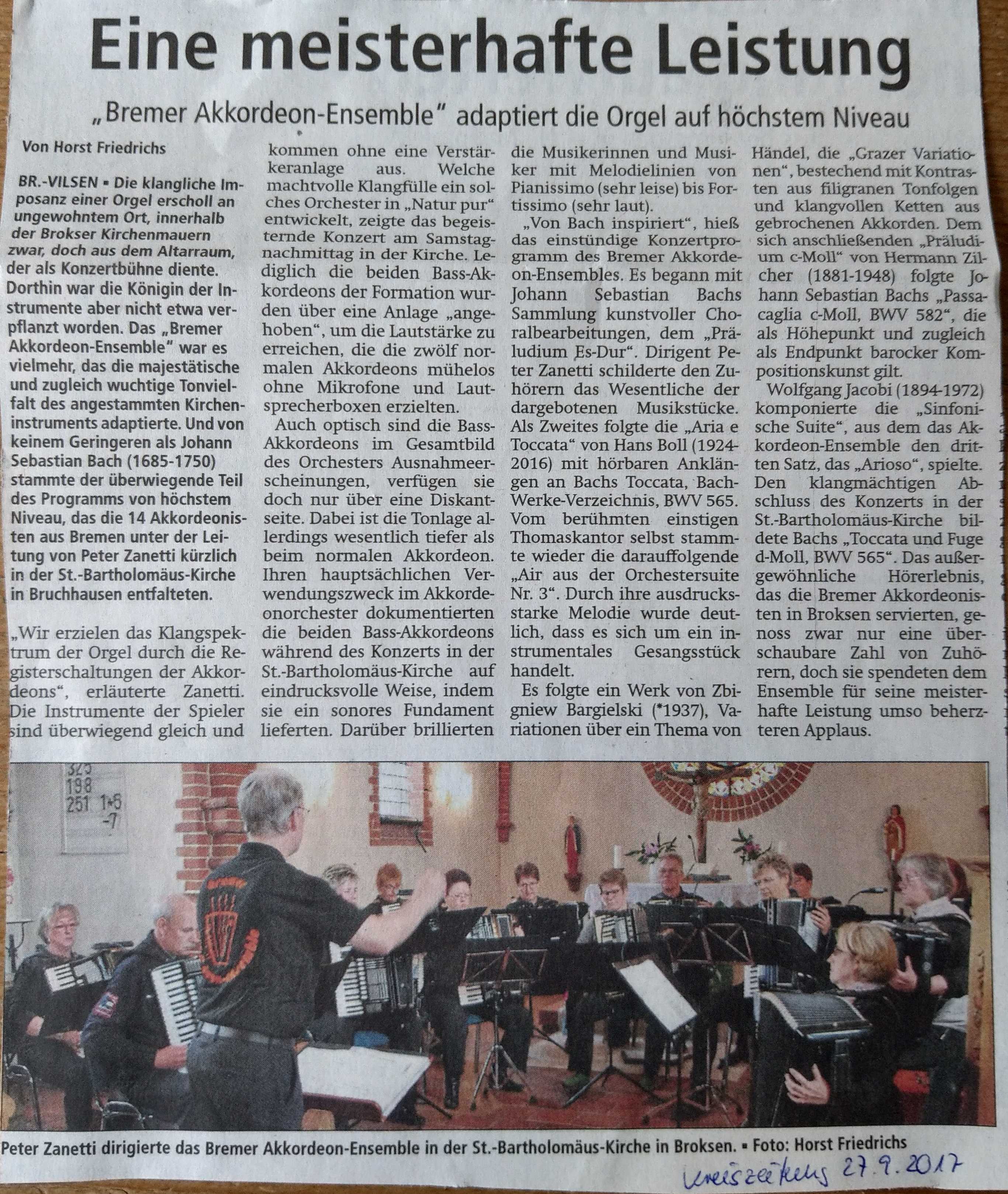 Kreiszeitung am 27.09.2017